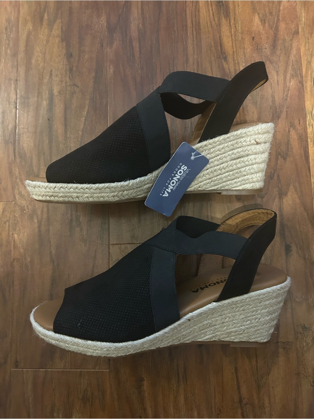 Sonoma Black Espadrille Wedge Sandals Women’s Size 10 NWT Perfect For Summer